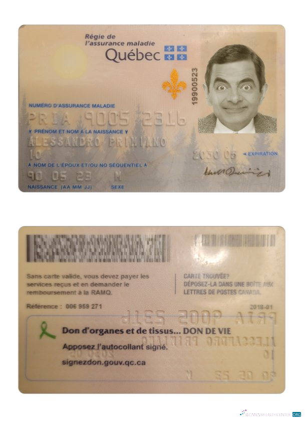 Download Canada Quebec health insurance card Photoshop template